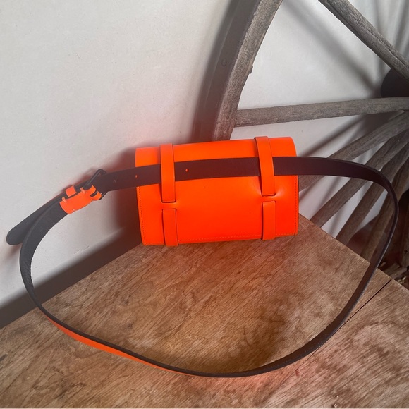 RALPH LAUREN POLO Rare Bright Neon Orange Small Belt or Shoulder Bag Sz M Cute!! main image 11